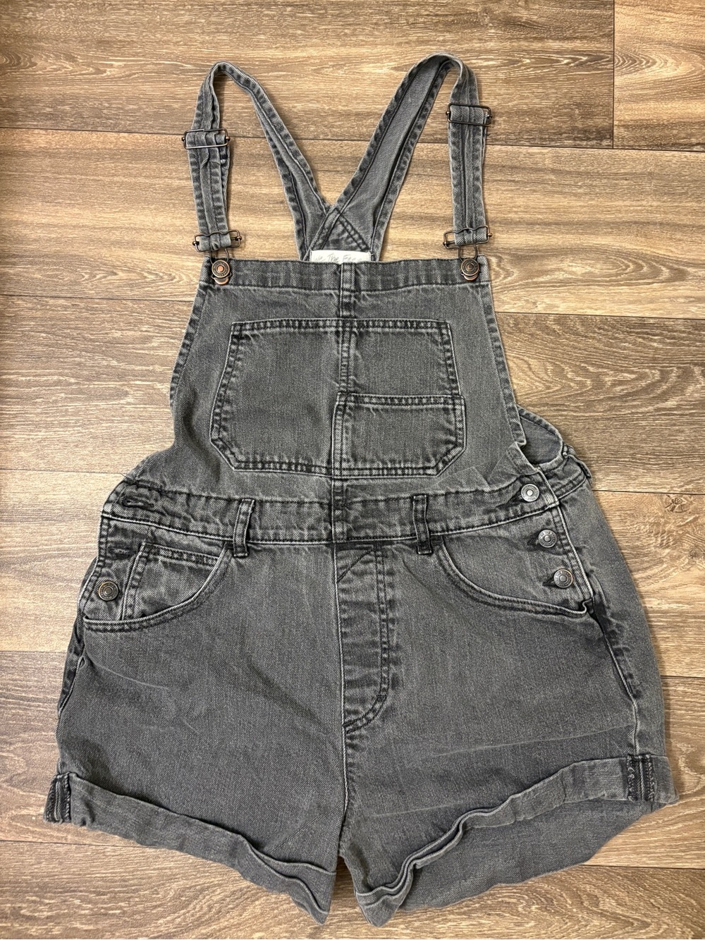 Free People We The Free Ziggy Shortall Denim Overalls Black Wash M - Picture 2 of 6